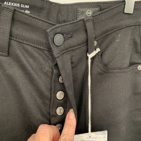 AG Adriano Goldschmied Alexxis jeans slim straight black denim distressed new 27 - Picture 4 of 10